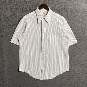 VINTAGE Arrow 70s Shirt Mens XL Geometric Poly Knits Disco 1970s Rockabilly